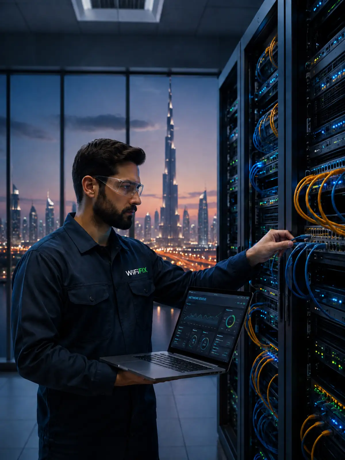 IT support technician managing server network infrastructure in Dubai